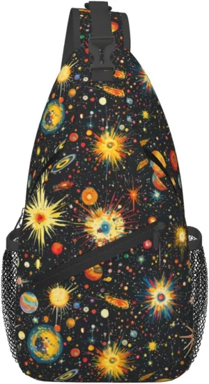 Galaxy Crossbody Sling Backpack Sling Bag Adjustable Chest Shoulder Daypack For Women Men