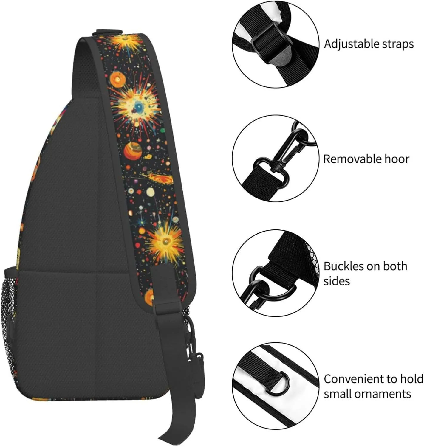 Galaxy Crossbody Sling Backpack Sling Bag Adjustable Chest Shoulder Daypack For Women Men