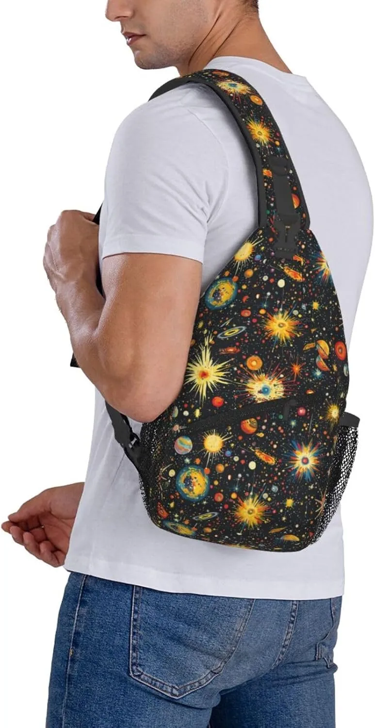 Galaxy Crossbody Sling Backpack Sling Bag Adjustable Chest Shoulder Daypack For Women Men
