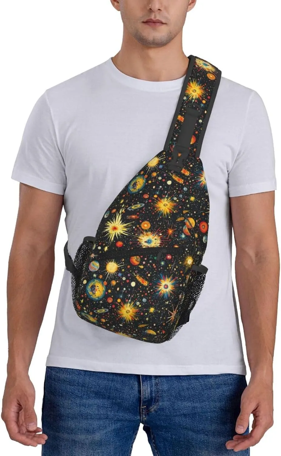 Galaxy Crossbody Sling Backpack Sling Bag Adjustable Chest Shoulder Daypack For Women Men