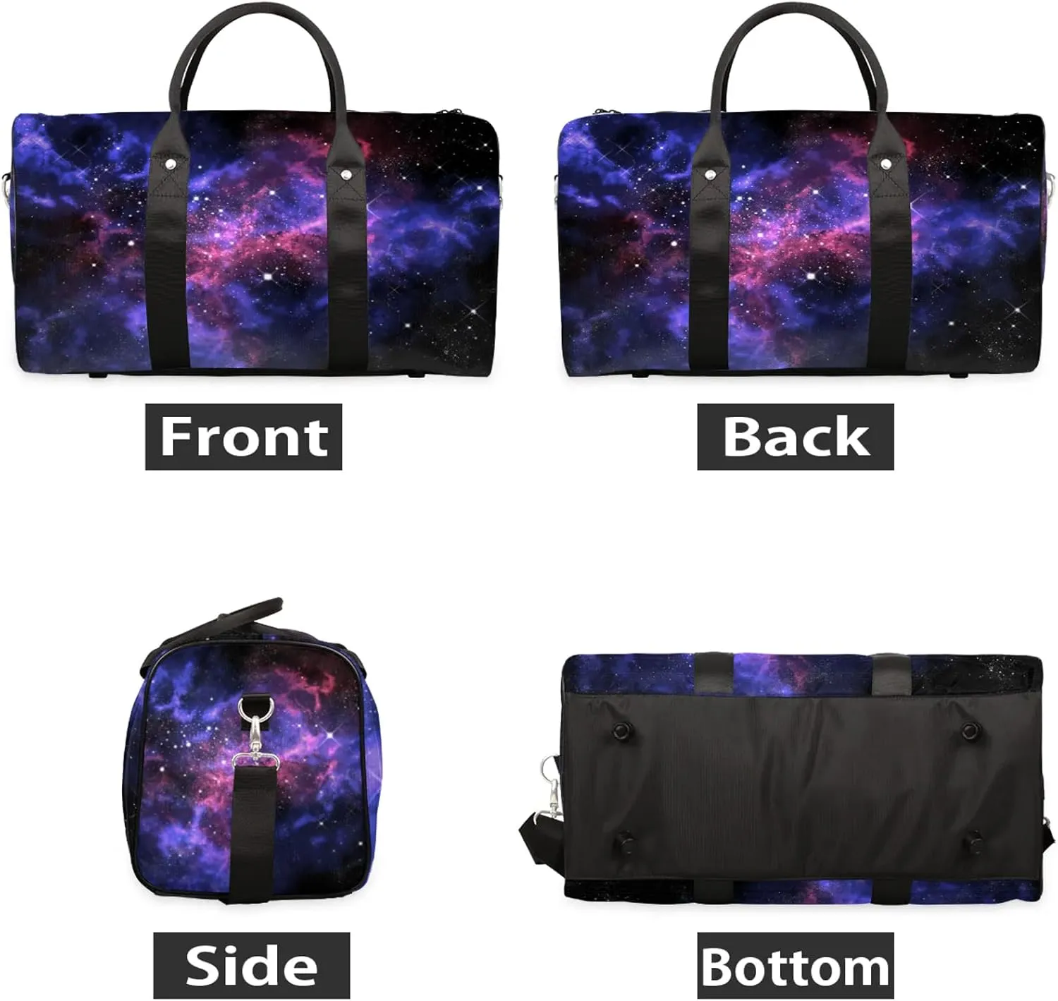 Galaxy Travel Duffle Bag, Weekender Bags for Women Men, Carry on Overnight Bag Waterproof Gym Bags, Hospital Bag for Labor and Delivery