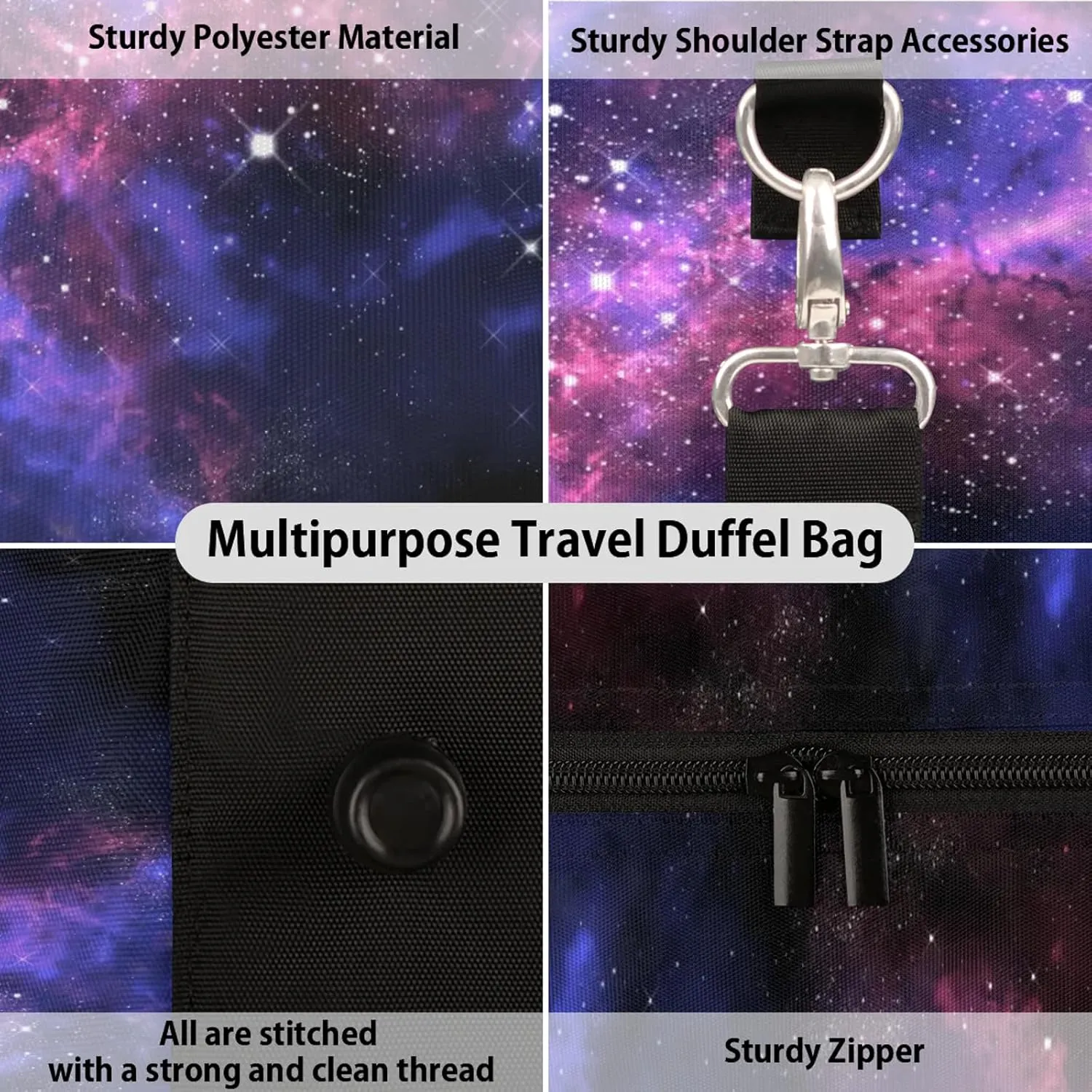Galaxy Travel Duffle Bag, Weekender Bags for Women Men, Carry on Overnight Bag Waterproof Gym Bags, Hospital Bag for Labor and Delivery