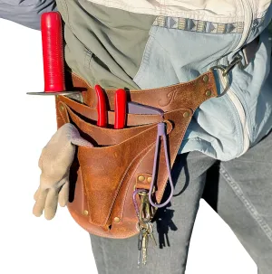 Garden Tool Belt, Handmade Premium Leather with Pouches Pockets Holster for Women & Men, Gardeners, Florists, Electrician, Carpenter, Farmer, Landscaper