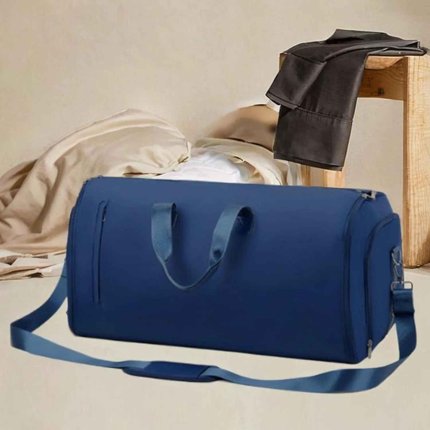 Garment Bag Large Capacity Business Travel Bag for Outdoor for Men Women Camping, Dark Blue