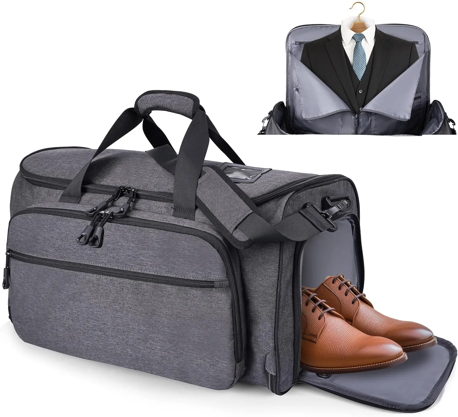 Garment Duffle Bags for Travel, YKK Zippers Carry On Convertible Suit Bag with Waterproof Compartment & Shoe Compartment & Shoulder Strap