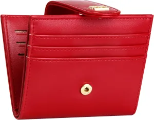 GEEAD Red Mini Small Wallets for Women Slim Bifold Credit Card Holder Minimalist Zipper Coin Pocket Red Wallet for Christmas