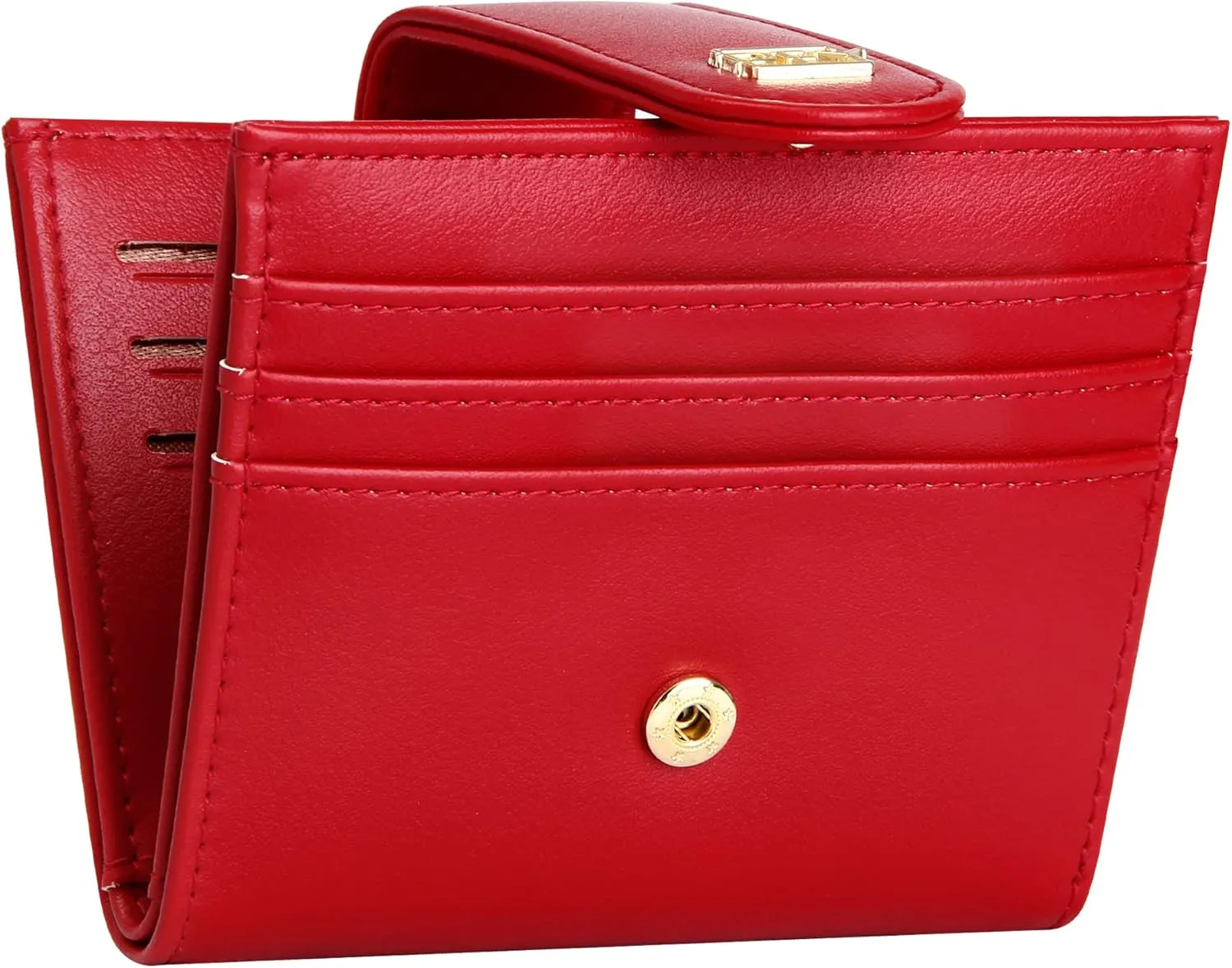 GEEAD Red Mini Small Wallets for Women Slim Bifold Credit Card Holder Minimalist Zipper Coin Pocket Red Wallet for Christmas