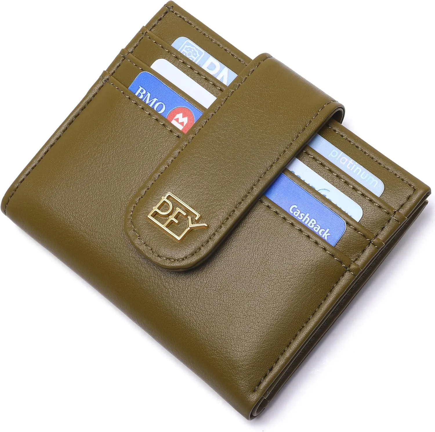 GEEAD Small Wallets for Women Slim Bifold Credit Card Holder Minimalist Zipper Coin Pocket (Army Green)