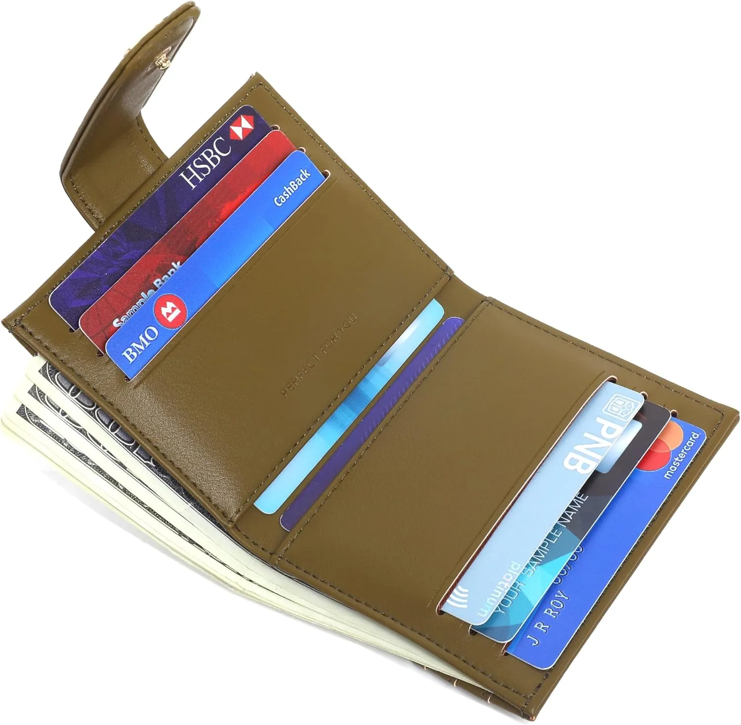 GEEAD Small Wallets for Women Slim Bifold Credit Card Holder Minimalist Zipper Coin Pocket (Army Green)