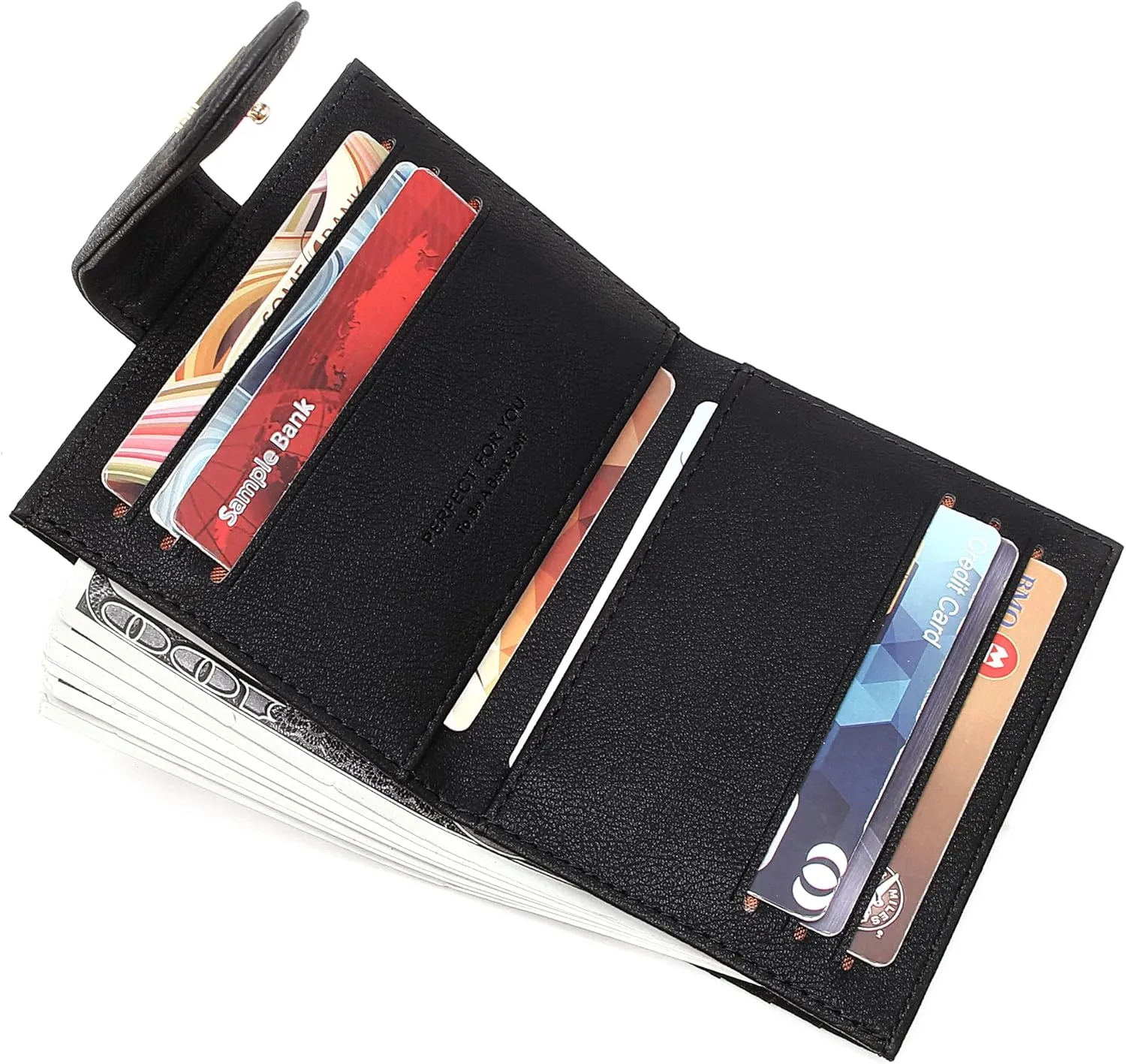 GEEAD Small Wallets for Women Slim Bifold Credit Card Holder Minimalist Zipper Coin Pocket