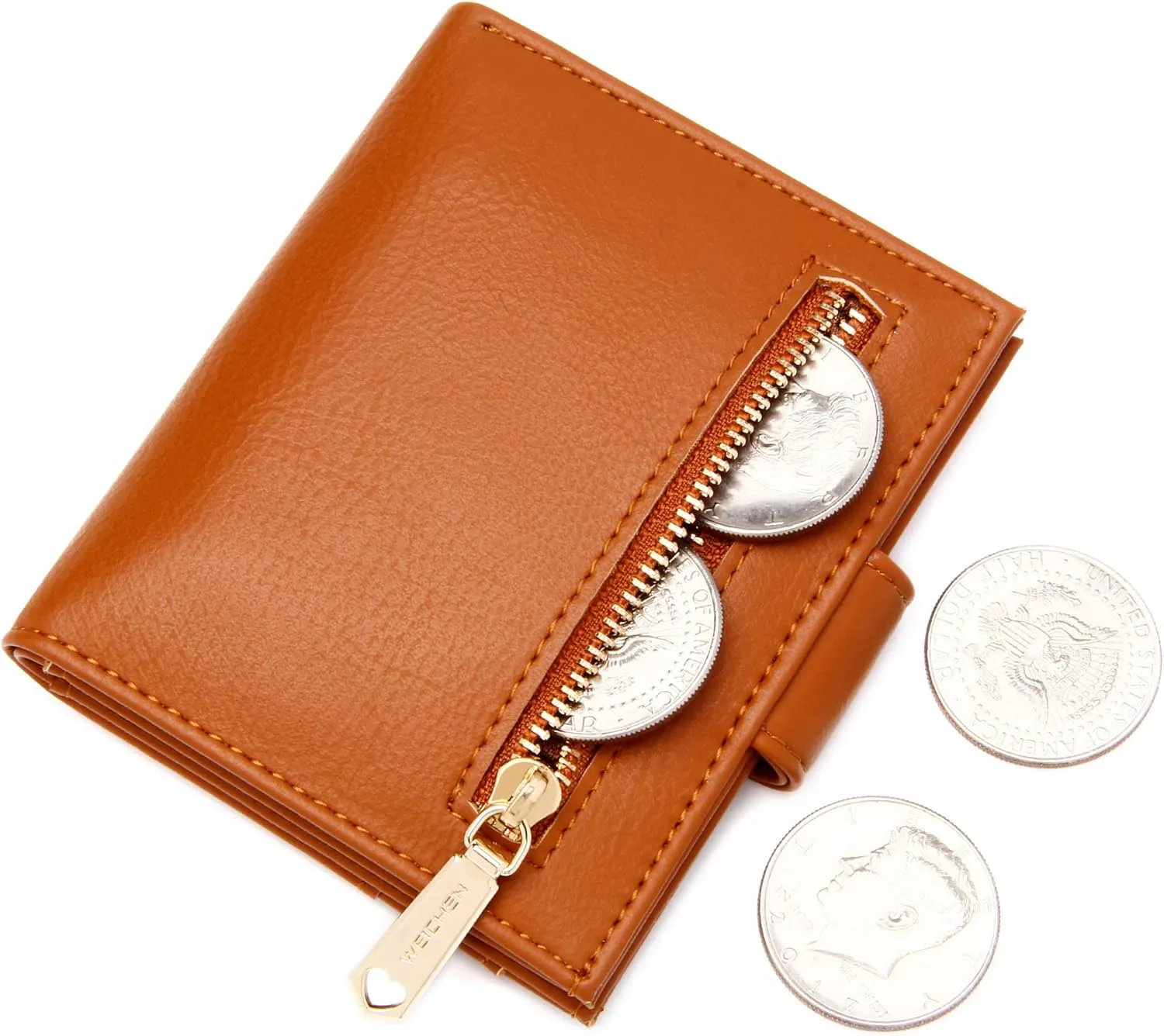 GEEAD Small Wallets for Women Slim Bifold Credit Card Holder Minimalist Zipper Coin Pocket