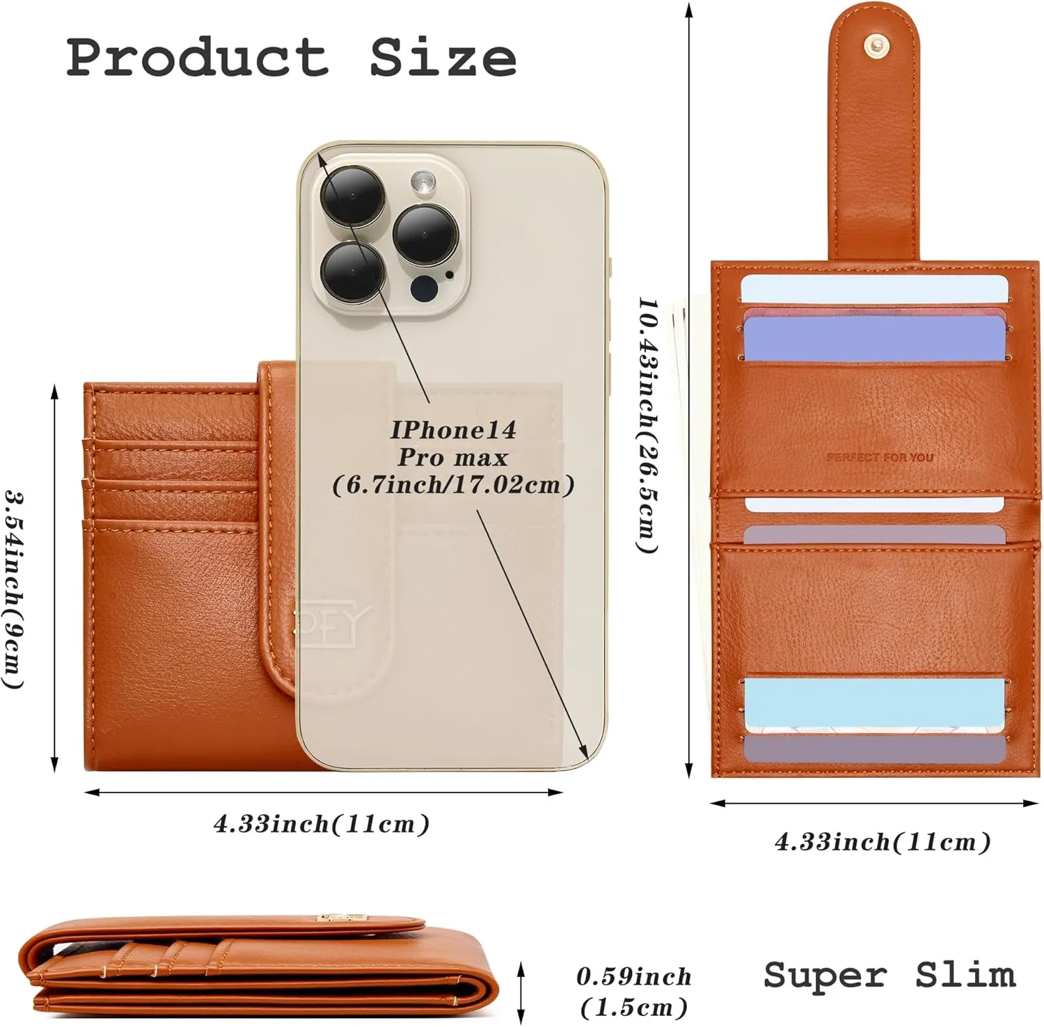 GEEAD Small Wallets for Women Slim Bifold Credit Card Holder Minimalist Zipper Coin Pocket