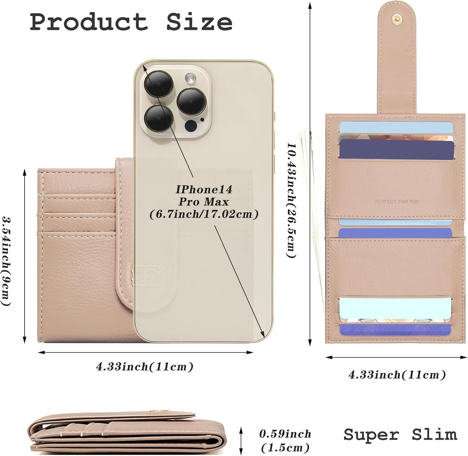 GEEAD Small Wallets for Women Slim Bifold Credit Card Holder Minimalist Zipper Coin Pocket