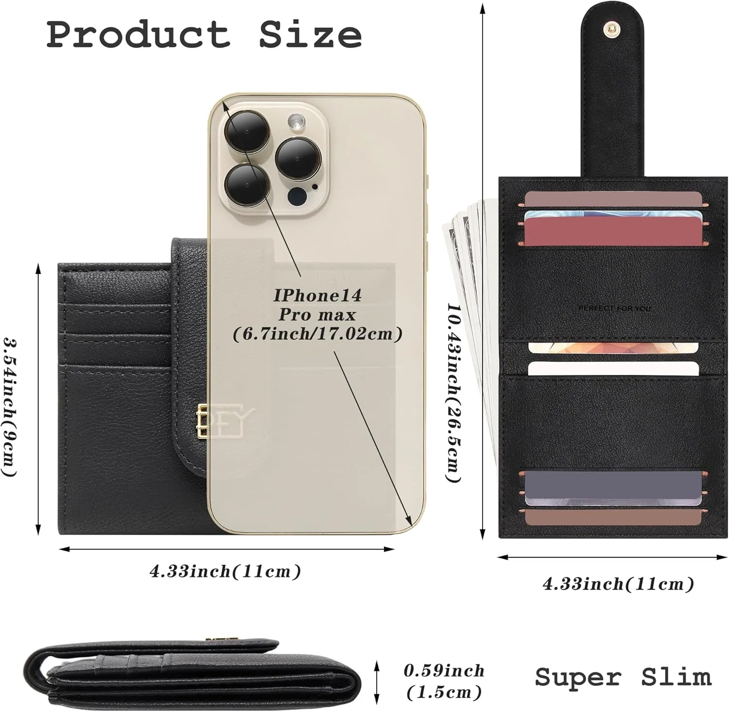 GEEAD Small Wallets for Women Slim Bifold Credit Card Holder Minimalist Zipper Coin Pocket