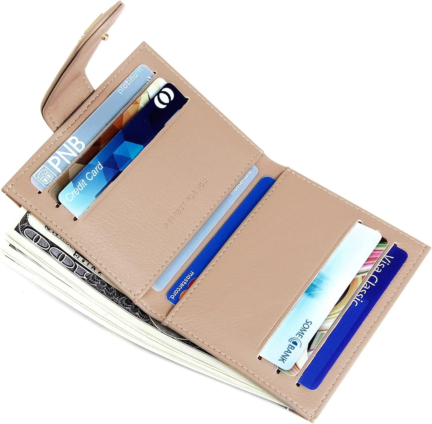 GEEAD Small Wallets for Women Slim Bifold Credit Card Holder Minimalist Zipper Coin Pocket