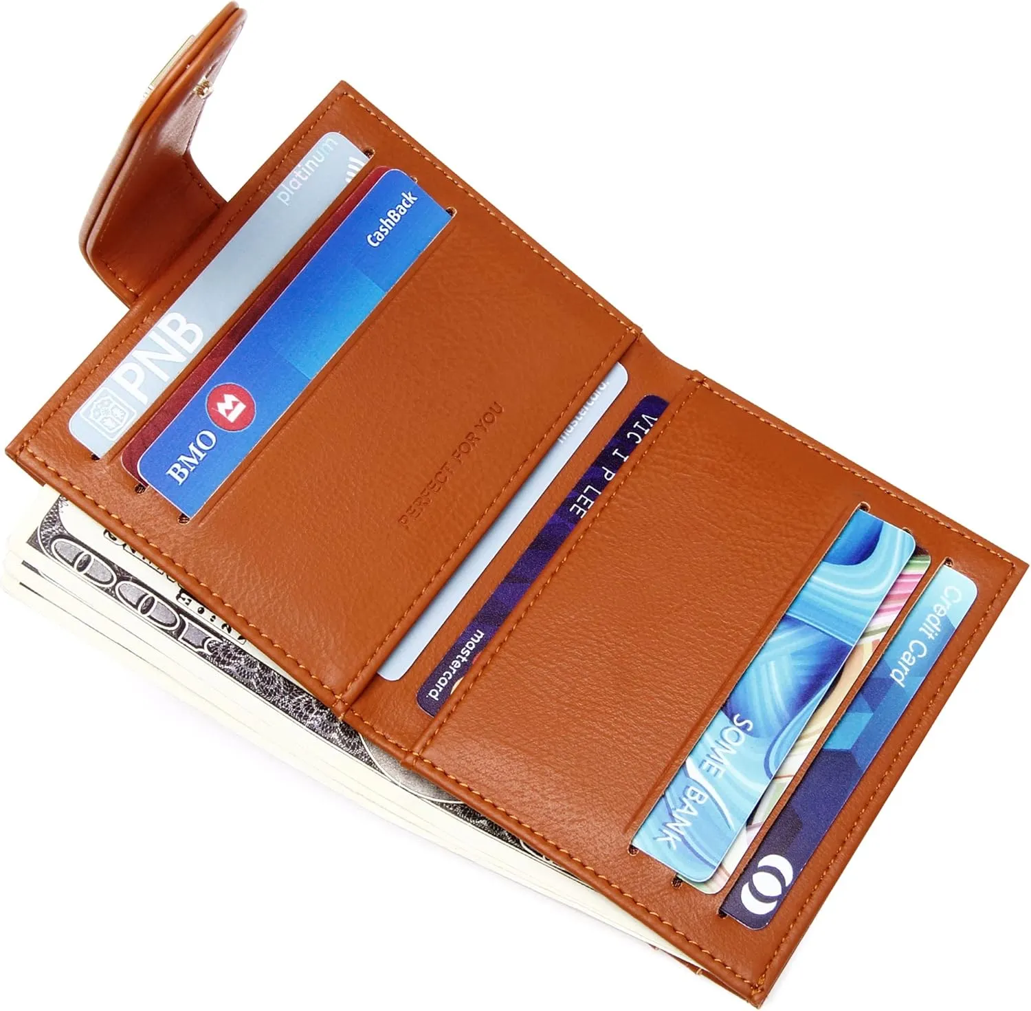 GEEAD Small Wallets for Women Slim Bifold Credit Card Holder Minimalist Zipper Coin Pocket