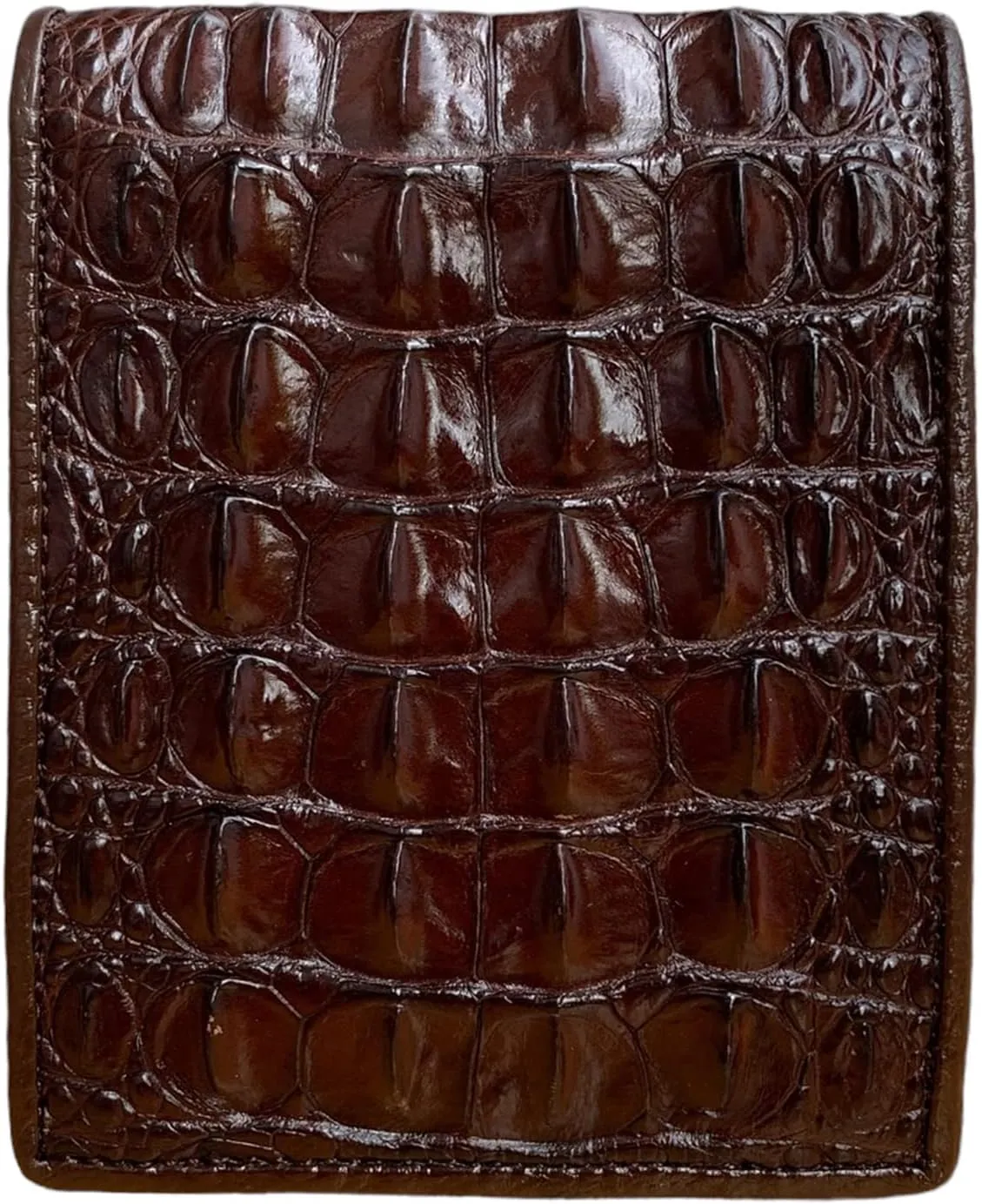 Genuine Alligator Bifold Wallet For Men, Real Crocodile Wallets Men (Brown Alligator Hornback Skin)