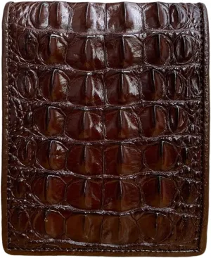 Genuine Alligator Bifold Wallet For Men, Real Crocodile Wallets Men (Brown Alligator Hornback Skin)