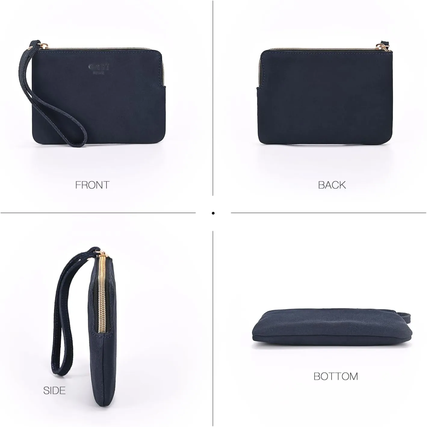 Genuine Leather 4.5 x 6.5 Wristlet Purse for Women, Evening Wristlet Pouch Clutch Bag