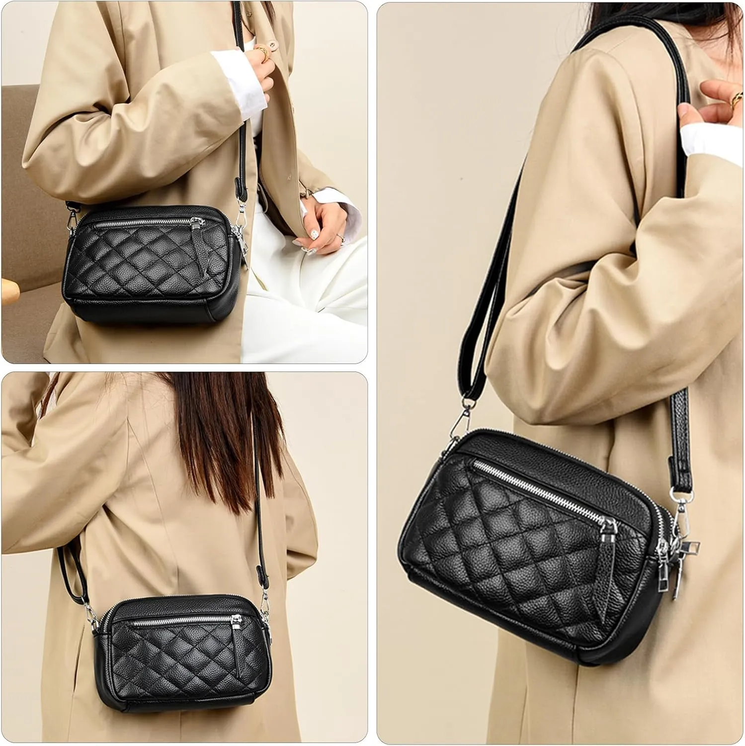 Genuine Leather Crossbody Purses for Women Small Crossbody Shoulder Handbags Clutch Purse
