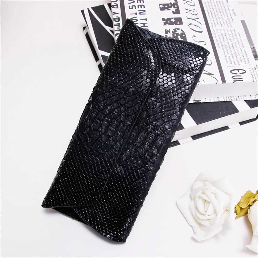 Genuine Leather Snakeskin Envelope Handbag Wallet Clutch for Women