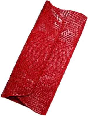 Genuine Leather Snakeskin Envelope Handbag Wallet Clutch for Women