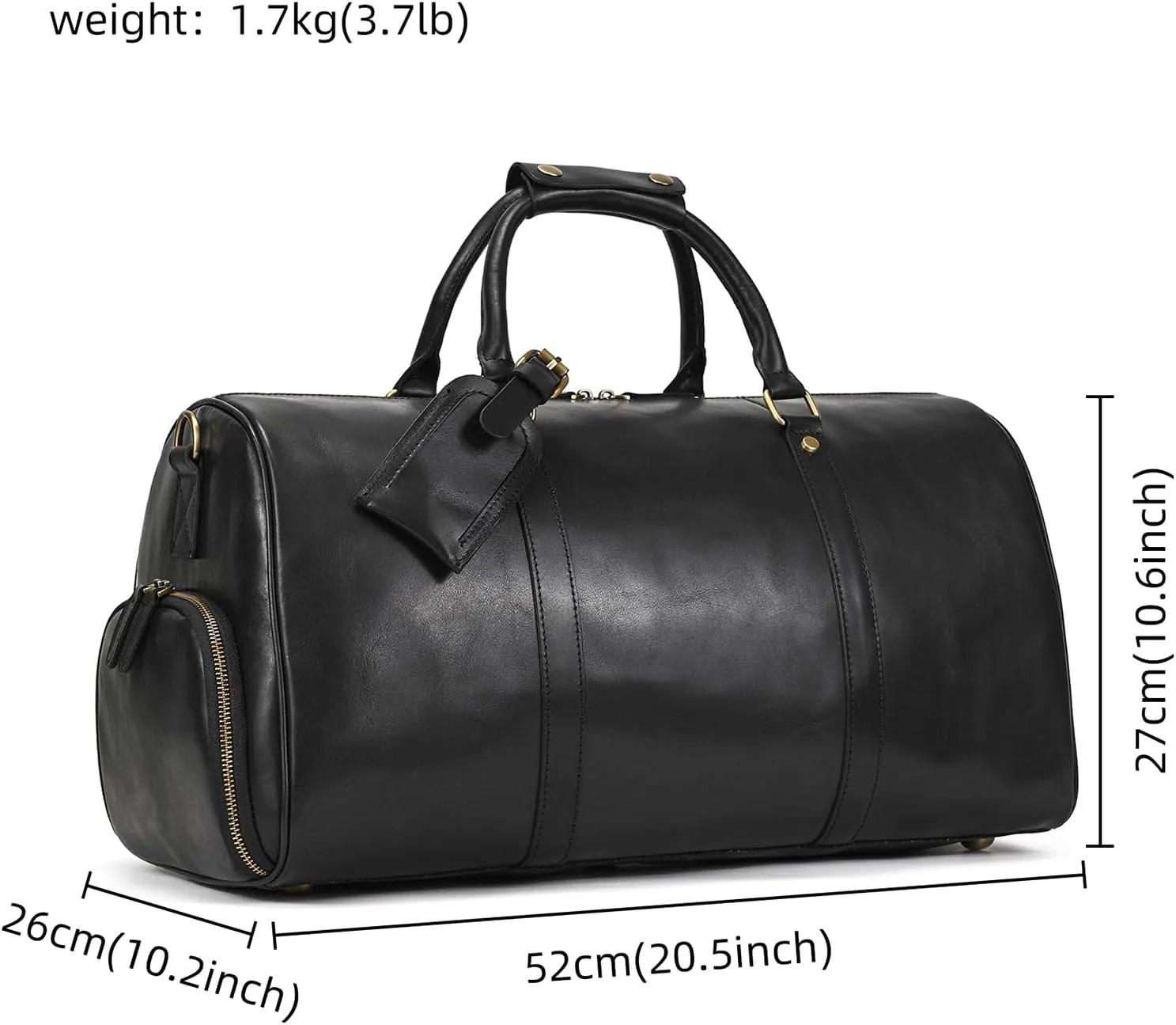 Genuine Leather Travel Bag for Men Large Capacity Luggage Duffel Bag with Shoe Compartment, Shoulder Handbag for Holiday Business Trip Outdoor
