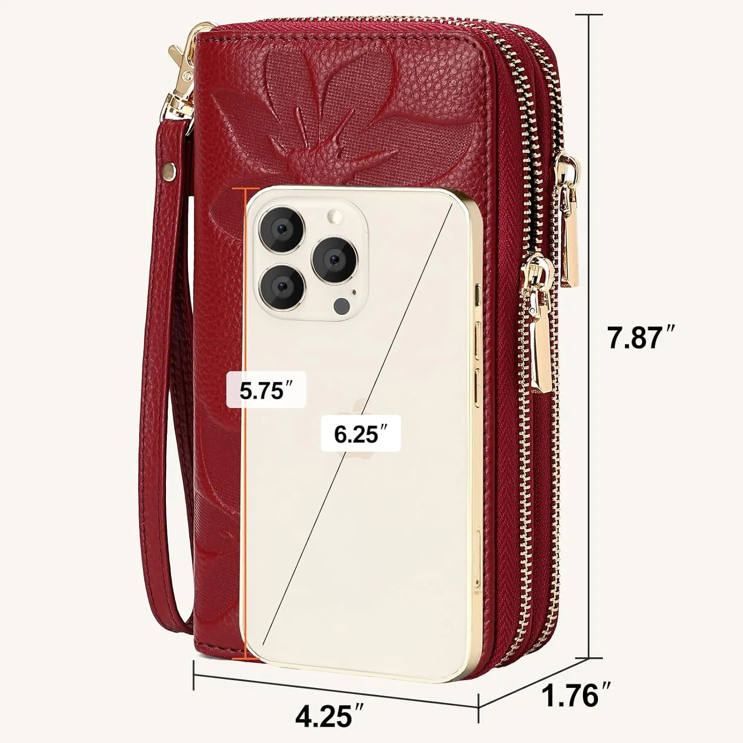 Genuine Leather Wallet for Women,Large Capacity Credit Card Holder Wallet with RFID Blocking,Dual Zipper Phone Purse