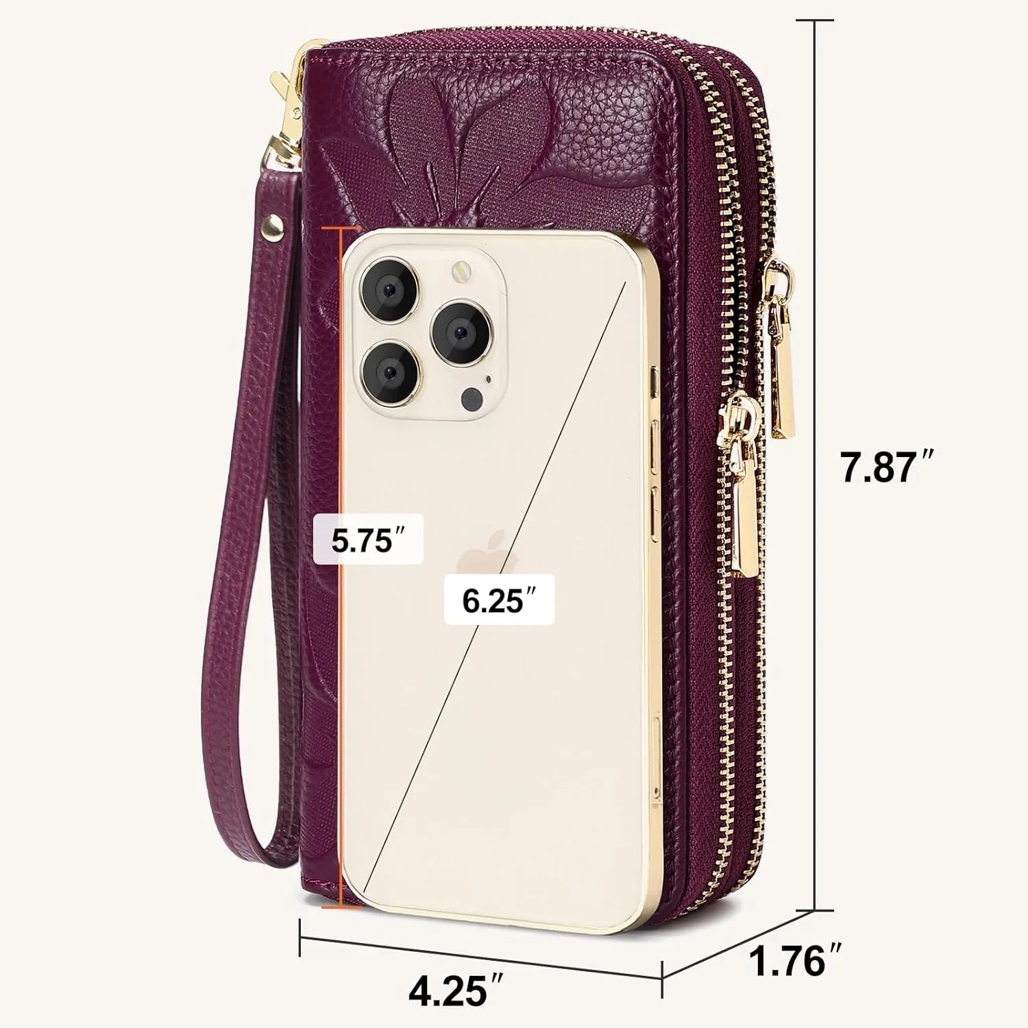 Genuine Leather Wallet for Women,Large Capacity Credit Card Holder Wallet with RFID Blocking,Dual Zipper Phone Purse