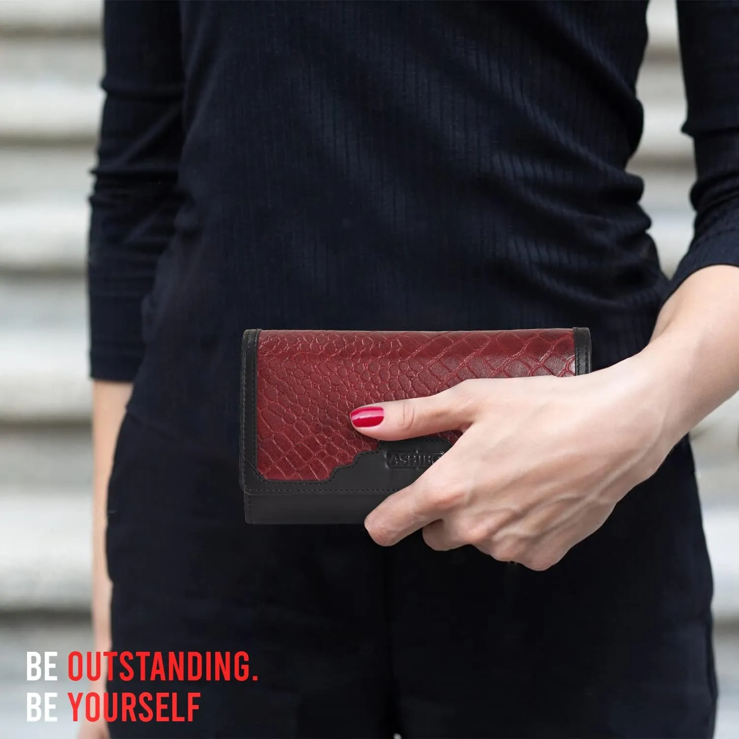 Genuine Leather Wristlet Clutch Wallet Purse