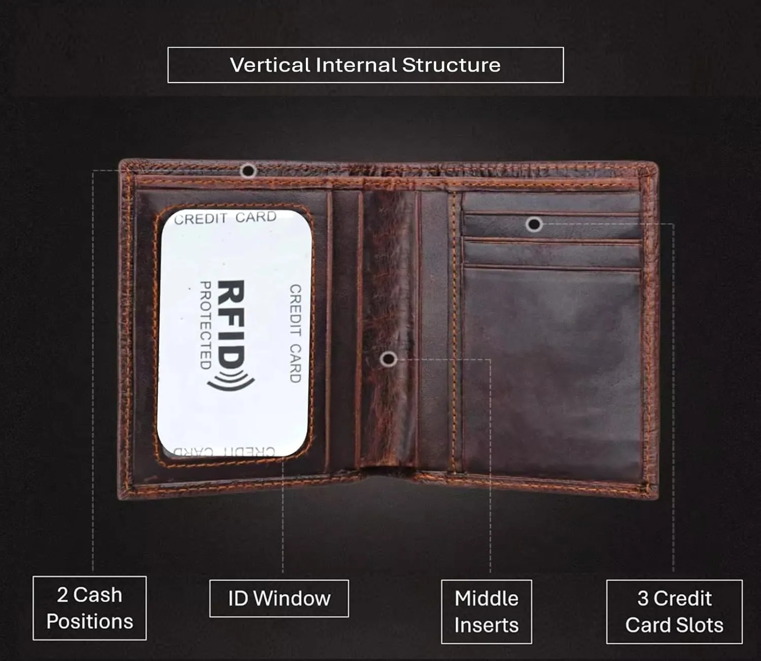 Genuine Real Leather Short Bifold Wallet for Men, RFID Blocking 3D Animal Print Retro Vintage Embossed Clutch Purse. Vertical Crocodile Tail Coffee