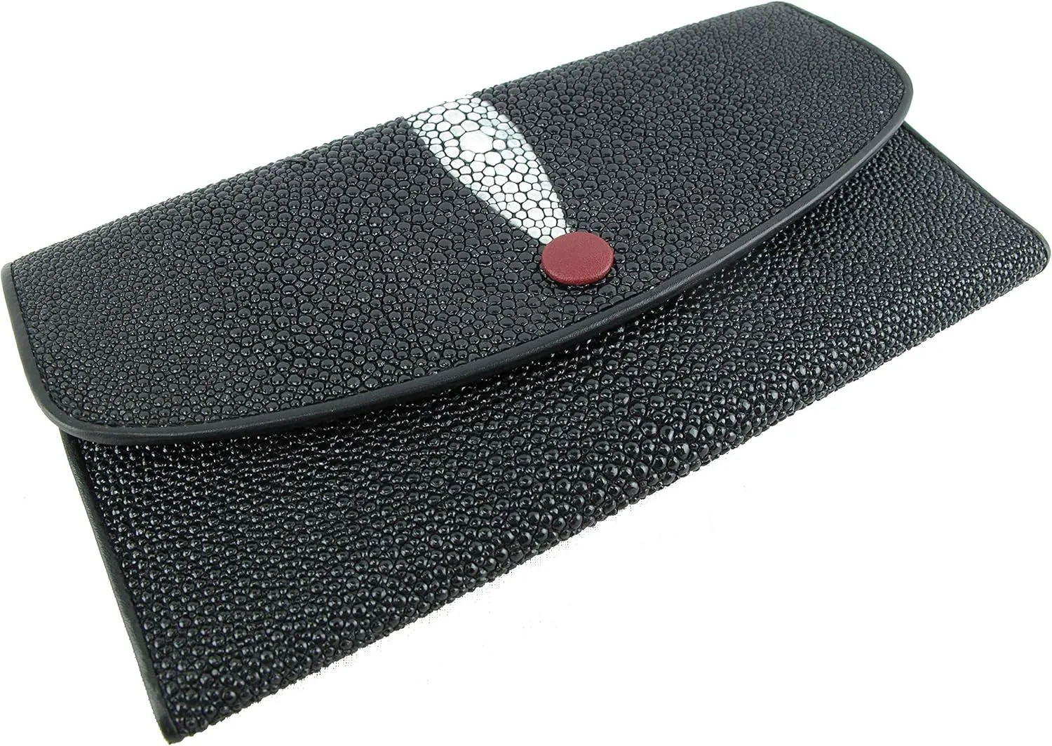Genuine Stingray Skin Leather Women's Clutch Wallet Purse Black