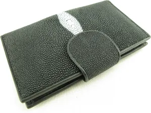 Genuine Stingray Skin Women's Medium Clutch Wallet Photo Purse Black