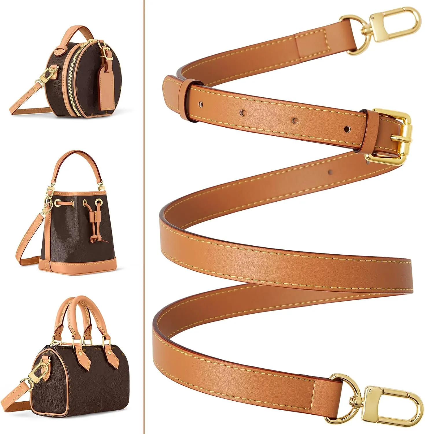 Genuine Vachetta Leather Crossbody Strap Genuine Leather Adjustable Replacement Strap for Shoulder Bag Handbag Purse