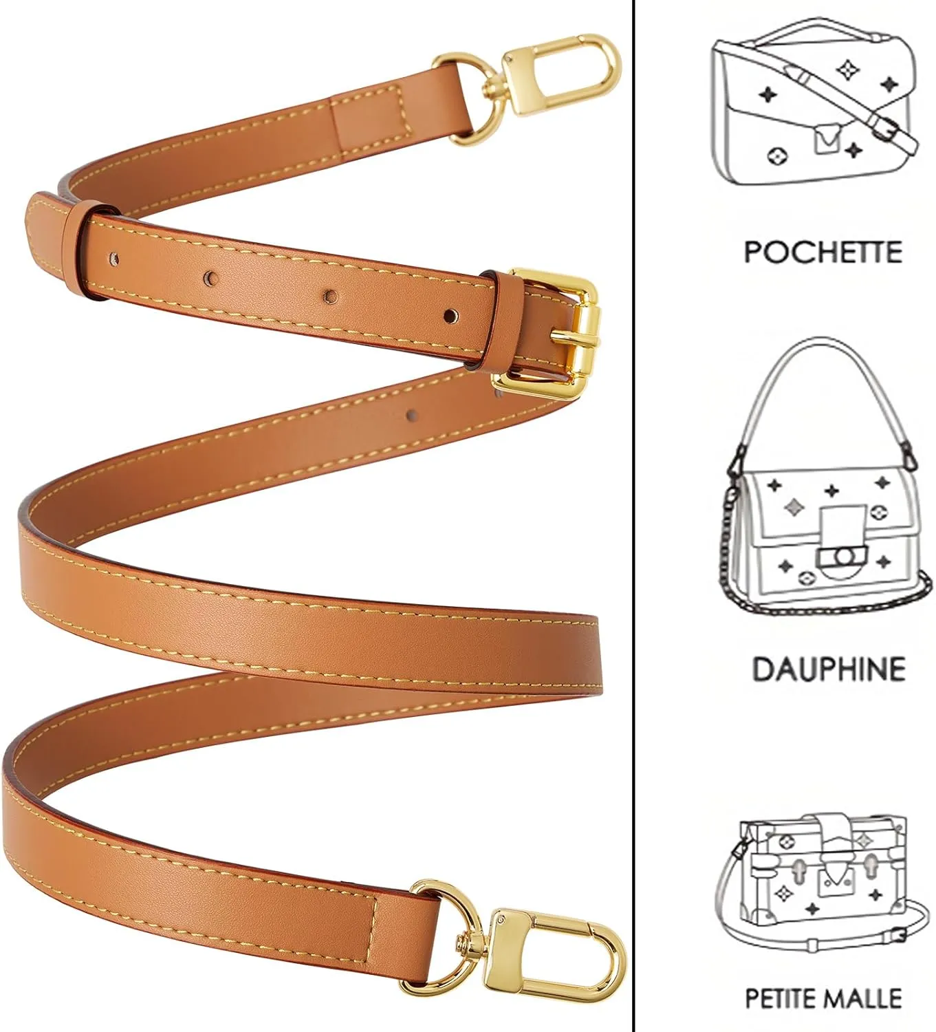 Genuine Vachetta Leather Crossbody Strap Genuine Leather Adjustable Replacement Strap for Shoulder Bag Handbag Purse