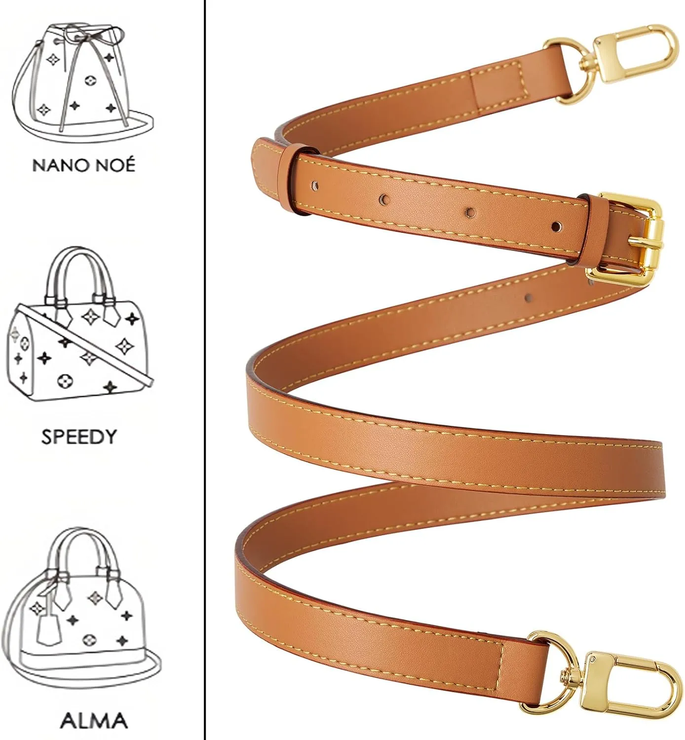 Genuine Vachetta Leather Crossbody Strap Genuine Leather Adjustable Replacement Strap for Shoulder Bag Handbag Purse