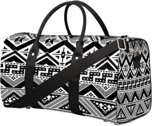 Geometric Classical Motifs Travel Duffle Bag Waterproof Foldable Weekender Bags for Women and Men Durable Carry on Overnight Bag with Shoulder Strap Lightweight Sports Gym Tote Bag