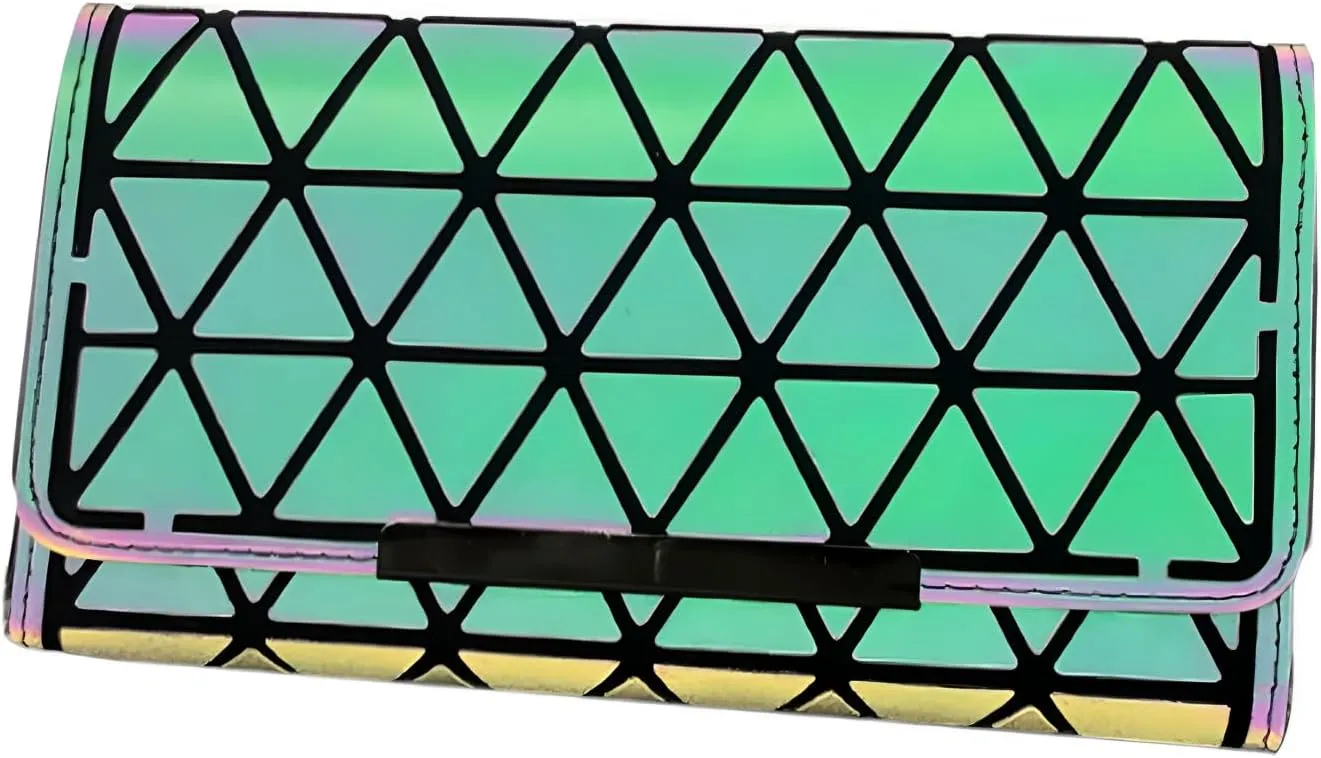 Geometric Clutch Wallet Luminous Lattice Purse Coin Purse Handbag For Women