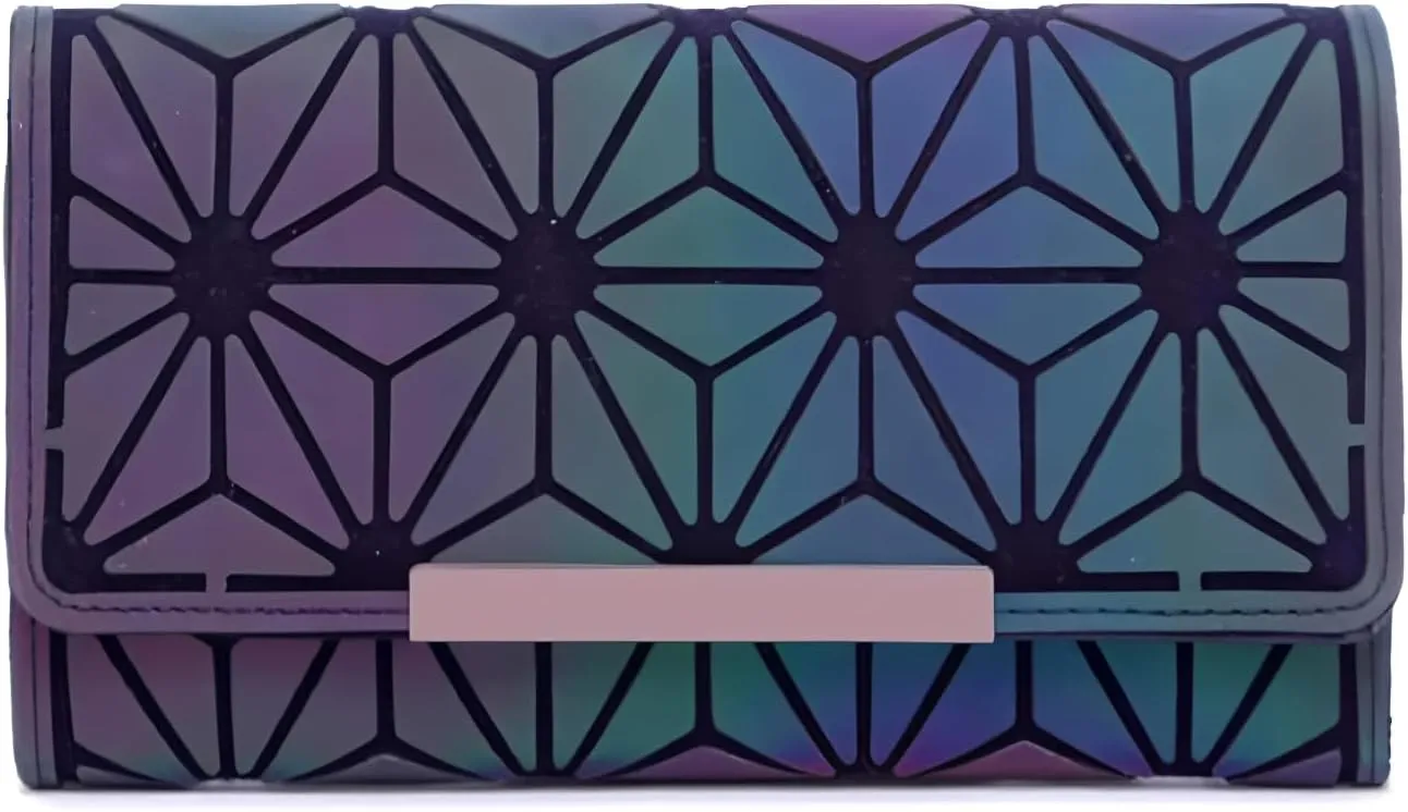 Geometric Clutch Wallet Luminous Lattice Purse Coin Purse Handbag For Women