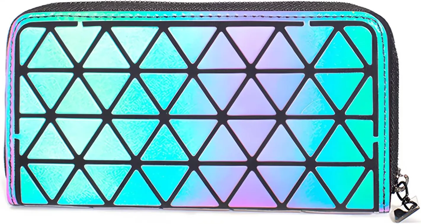 Geometric Clutch Wallet Luminous Lattice Purse Coin Purse Handbag For Women