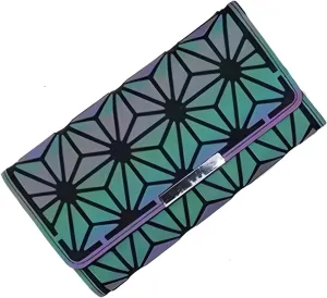Geometric Clutch Wallet Luminous Lattice Purse Coin Purse Handbag For Women