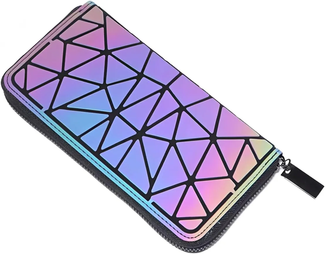 Geometric Clutch Wallet Luminous Lattice Purse Coin Purse Handbag For Women