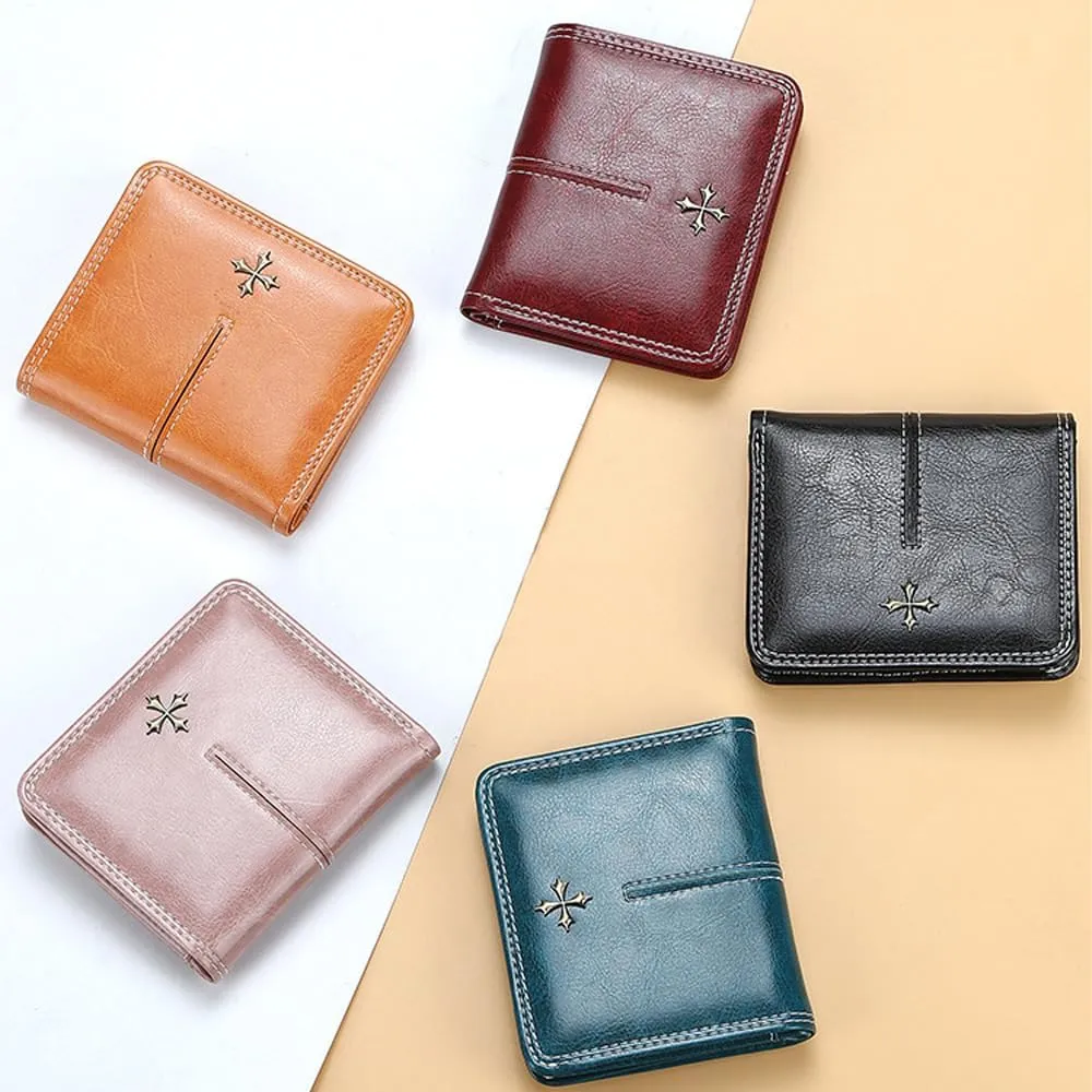 GGOOB Small Leather Wallet Women Y2k Goth Wallet Vintage Bifold Wallet Women Mini Coquette Cash Wallet with Coin Pouch (Blue-Style 2,Mini)