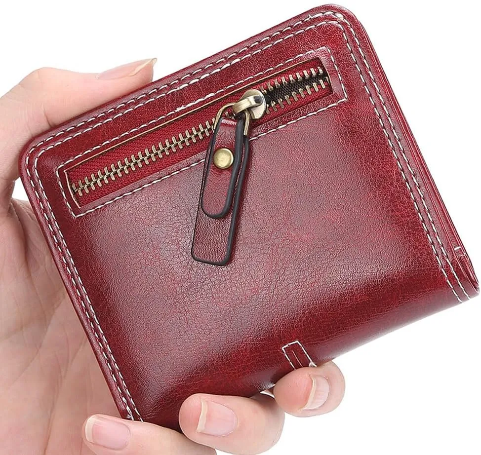 GGOOB Small Leather Wallet Women Y2k Goth Wallet Vintage Bifold Wallet Women Mini Coquette Cash Wallet with Coin Pouch (Blue-Style 2,Mini)