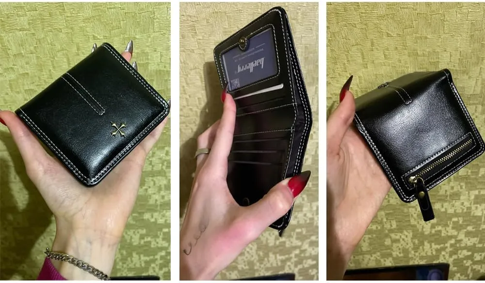 GGOOB Small Leather Wallet Women Y2k Goth Wallet Vintage Bifold Wallet Women Mini Coquette Cash Wallet with Coin Pouch (Blue-Style 2,Mini)