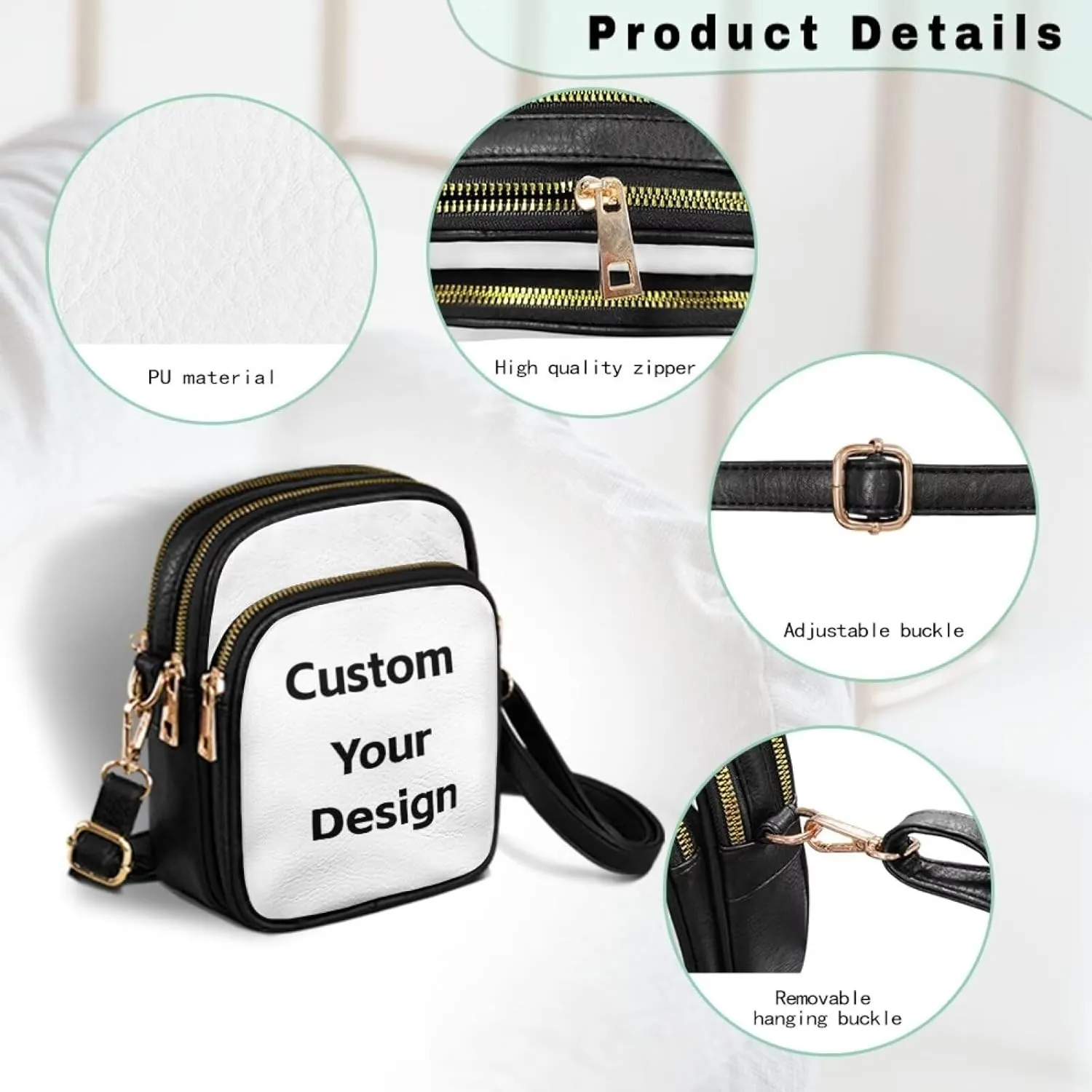 GIFTPUZZ Abstract Art Crossbody Purses for Women Adjustable Crossbody Bag with Zipper Closure and Soft Leather Fabric