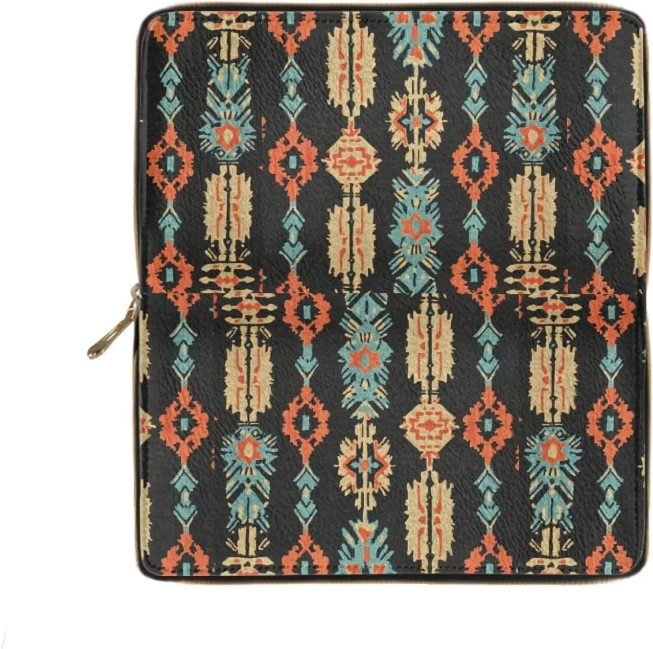 GIFTPUZZ Aztec Wallets Leather Money Clips Travel Shopping Personalized Purse Blue Rfid Blocking Clutch with Card Slots & Zip Coin Pocket Clutch Money Organizer Retro