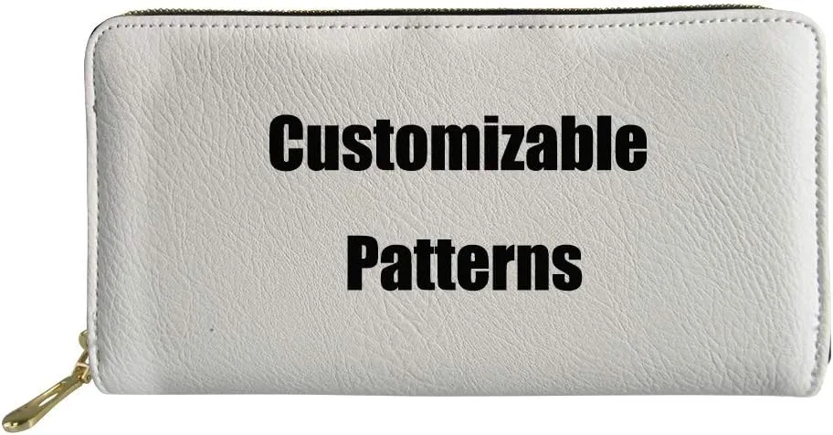 GIFTPUZZ Custom Design Wallets Rfid Blocking Clutch Purse Unisex for Men Women DIY Printable Zip Around PU Leather Wallet Clips Personalized Gifts