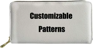GIFTPUZZ Custom Design Wallets Rfid Blocking Clutch Purse Unisex for Men Women DIY Printable Zip Around PU Leather Wallet Clips Personalized Gifts