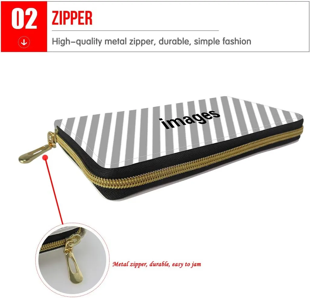 GIFTPUZZ Custom Design Wallets Rfid Blocking Clutch Purse Unisex for Men Women DIY Printable Zip Around PU Leather Wallet Clips Personalized Gifts